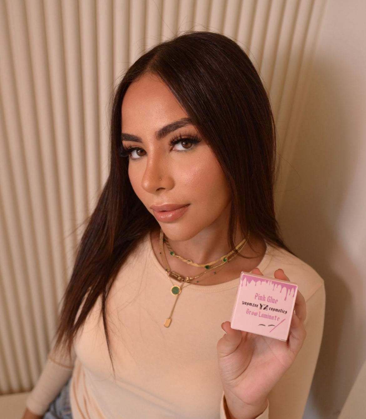 Pink glue brow laminate